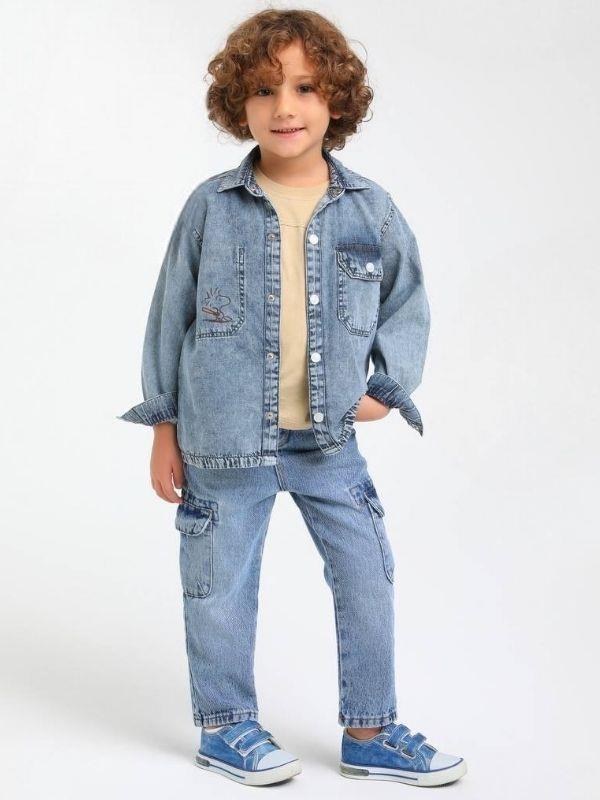 Erkek Bebek Kargo Cepli Kot Pantolon