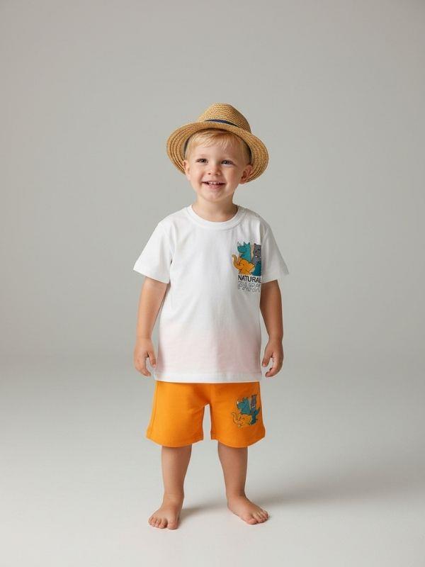 Erkek Bebek Natural Park Sırt Baskılı Şortlu Takım