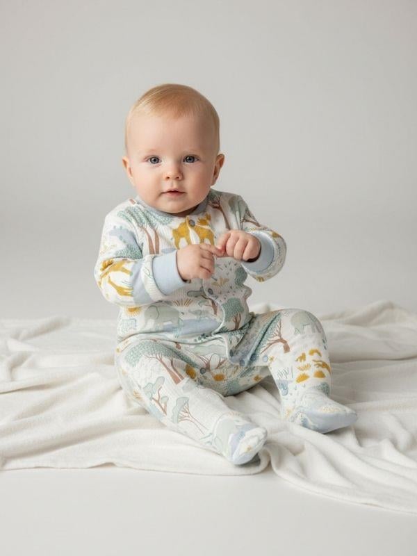 Erkek Bebek Pamuklu Hayvan Desenli Tulum