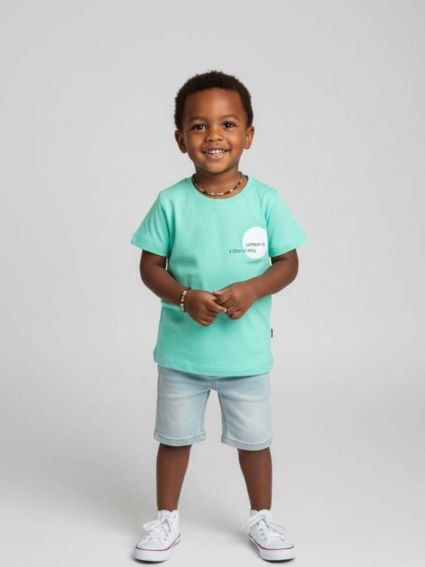 Erkek Bebek Pamuklu Rahat Kalıp Sırt Baskılı T-shirt