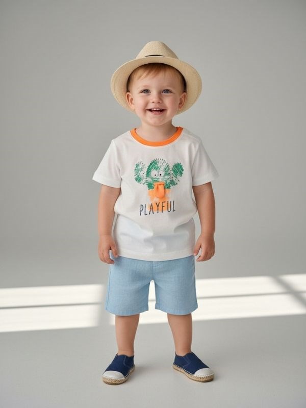 Erkek Bebek Playful Baskılı Pamuklu T-shirt