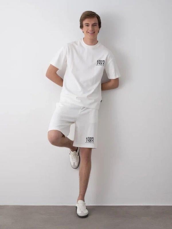 Erkek Çocuk 1983 Yazılı Pamuklu Oversize T-shirt Şortlu Takım