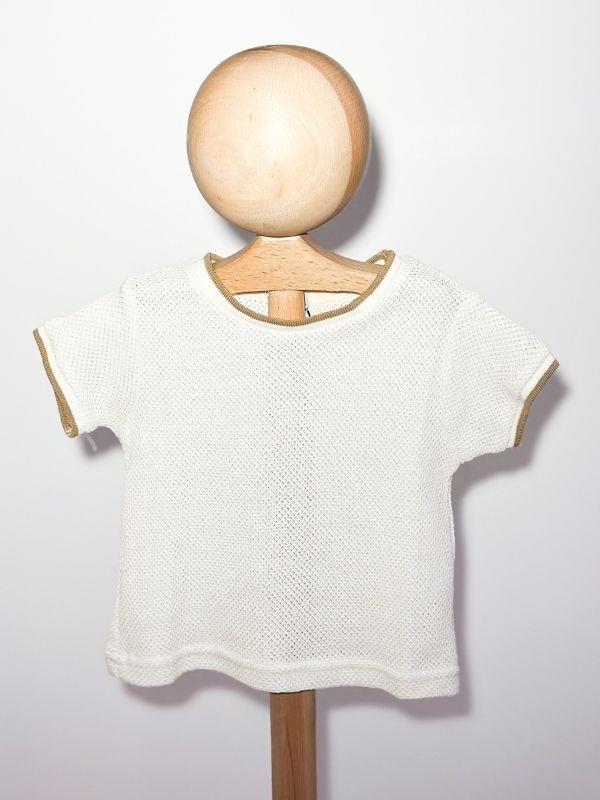 Erkek Çocuk Ajurlu İnce Düz Triko T-shirt