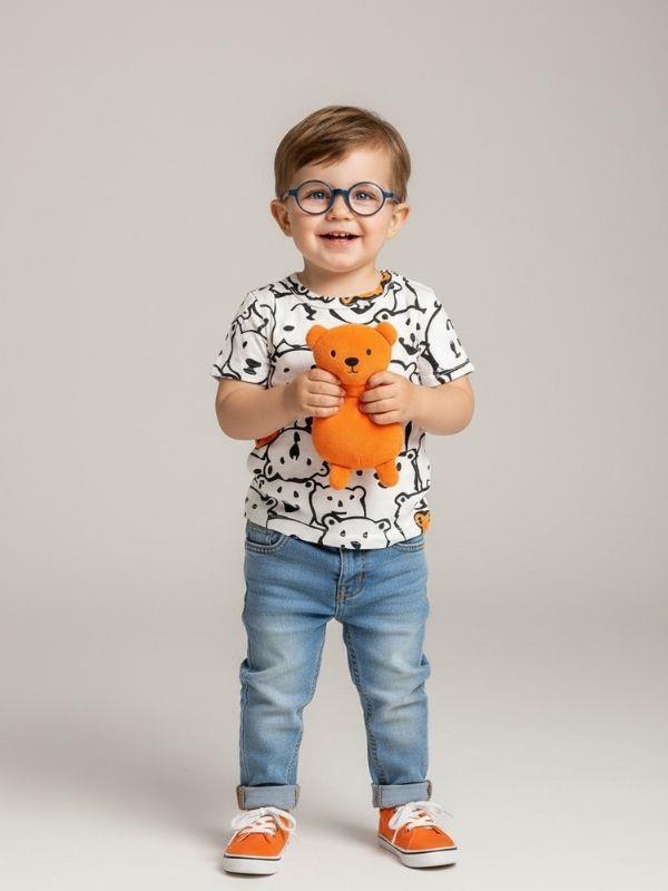 Erkek Çocuk Araba Motosiklet Panda Baskılı T-shirt