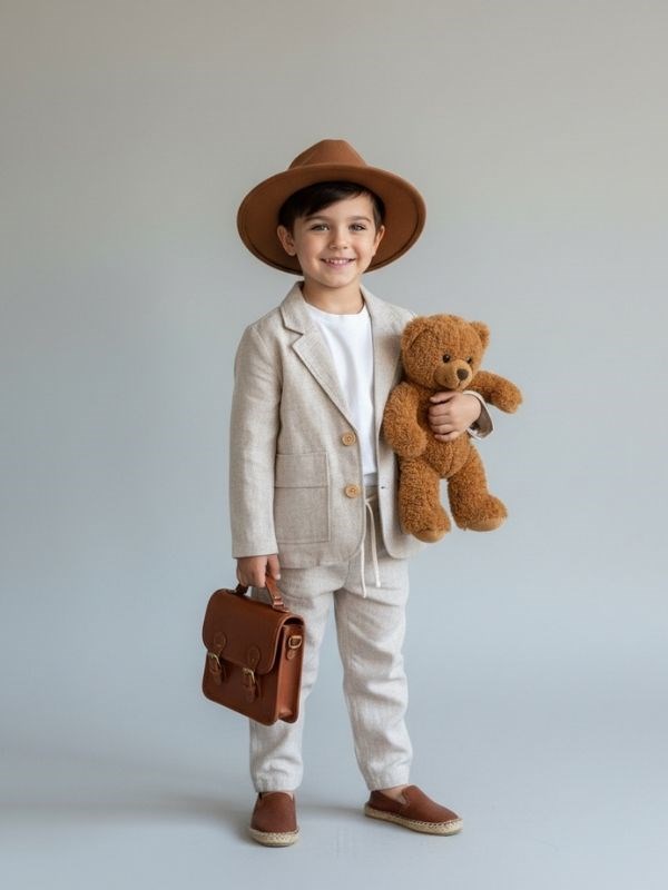 Erkek Çocuk Basic T-shirt Ceket Pantolon Üçlü Takım Elbise