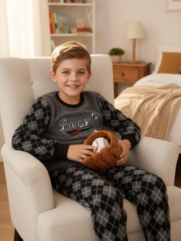 Erkek Çocuk Basketball Baskılı Polar Pijama Takımı