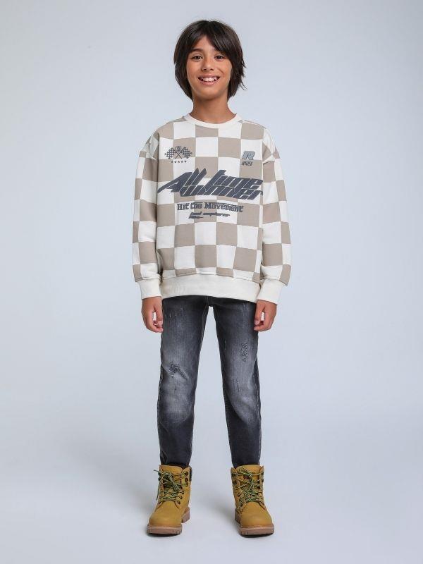 Erkek Çocuk Best Race Yazılı İnce Şardonlu 2 İplik Sweatshirt
