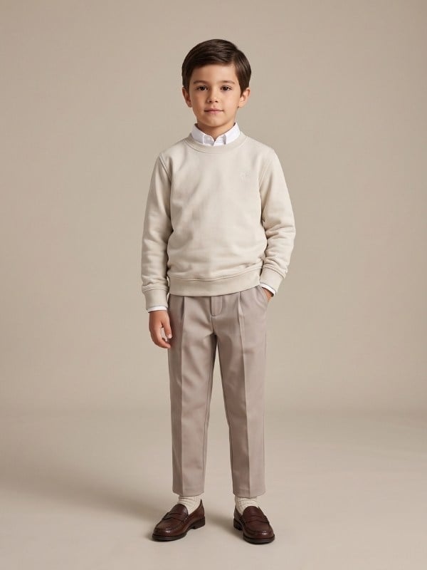 Erkek Çocuk Bisiklet Yaka Basic Sweatshirt
