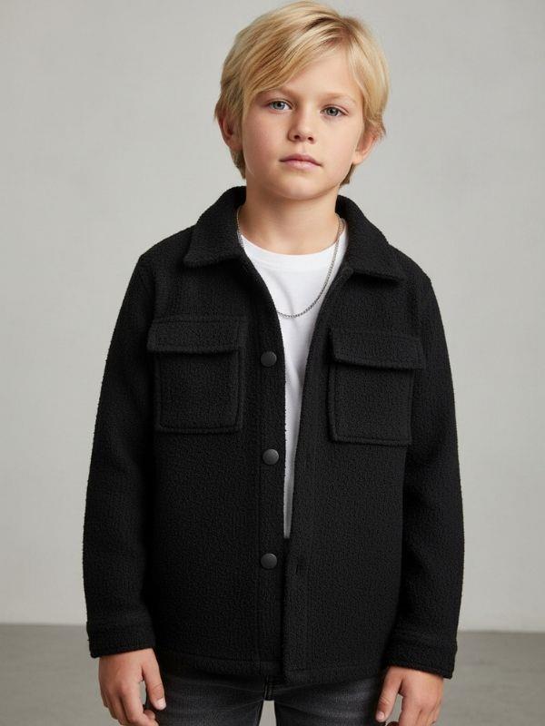 Erkek Çocuk Bürümcük Cep Detaylı Tasarım Ceket