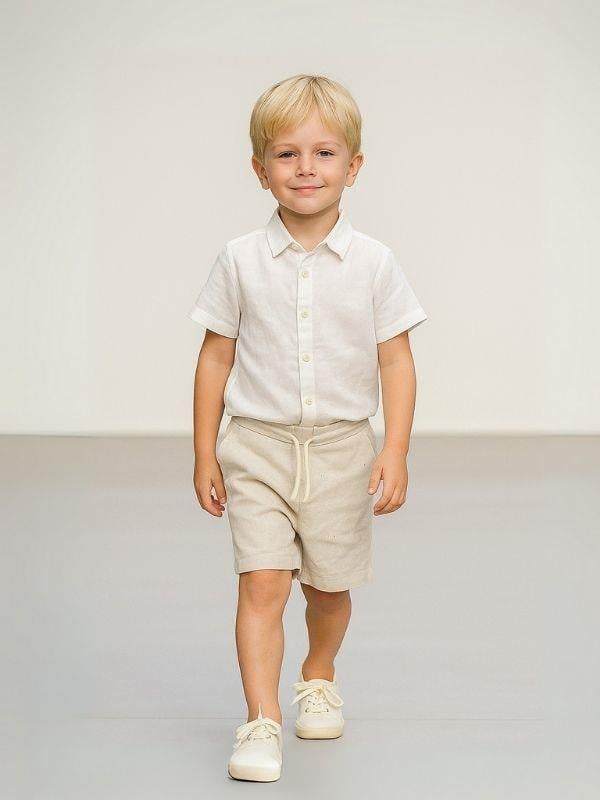 Erkek Çocuk Cepli Keten Şort