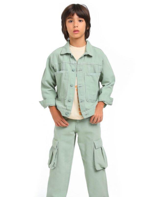 Erkek Çocuk Cepli Su Yeşil Ceket