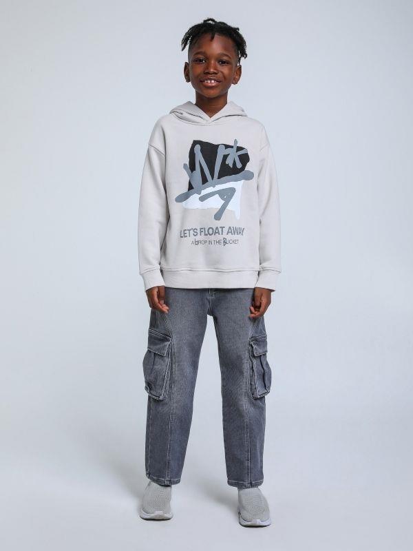Erkek Çocuk Desenli Şardonlu 3 İplik Sweatshirt