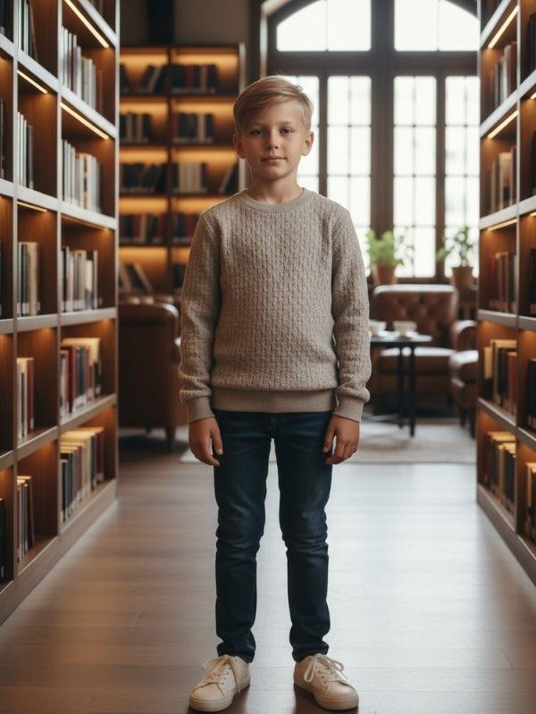 Erkek Çocuk Dokulu Kumaş Kazak