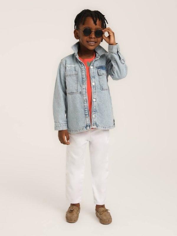 Erkek Çocuk Downhill Yazılı Kot Ceket