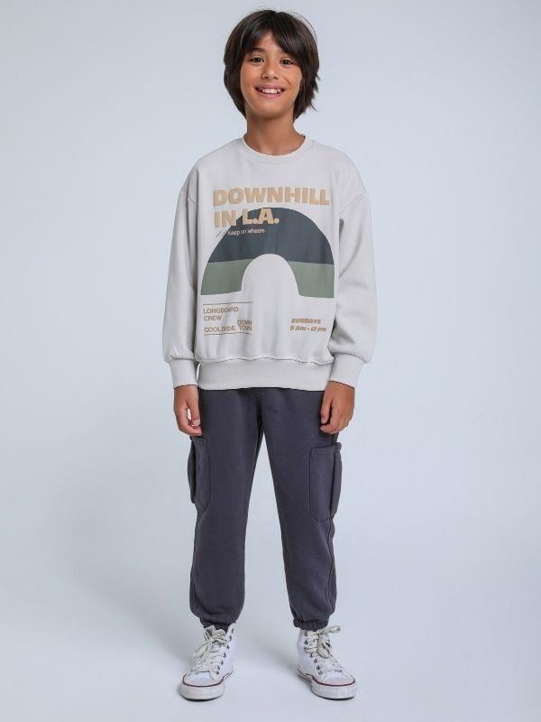 Erkek Çocuk Downhill Yazılı Yumuşak Dokulu Sweatshirt