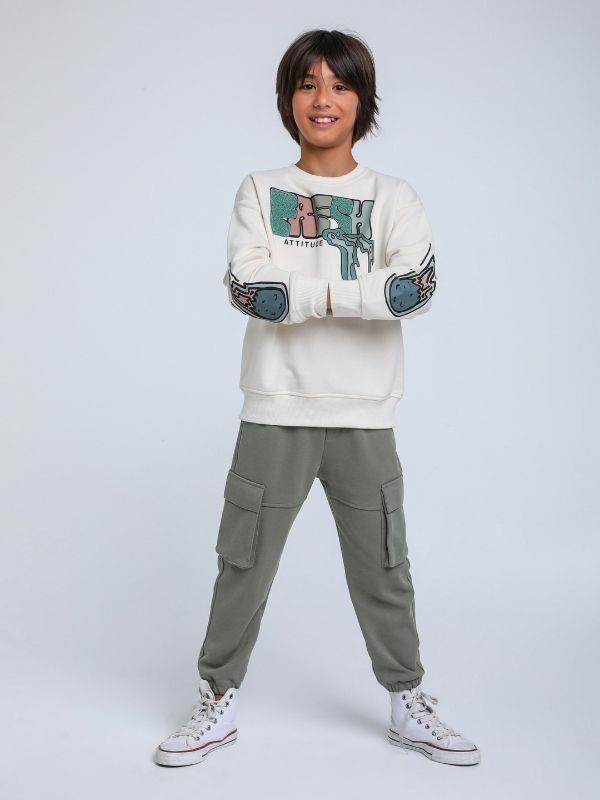 Erkek Çocuk Fresh Dokulu İnce Şardonlu 3 İplik Sweatshirt
