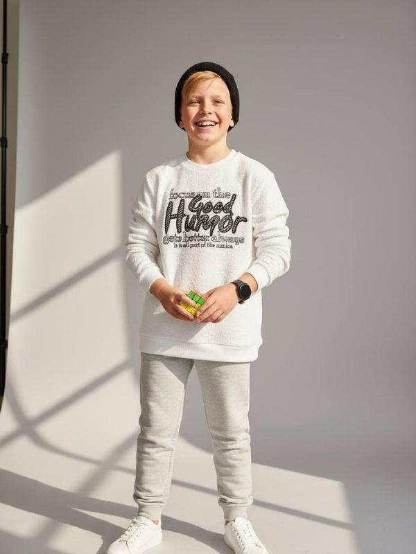 Erkek Çocuk Good Humor Yazılı Uzun Kollu İnce Triko T-shirt