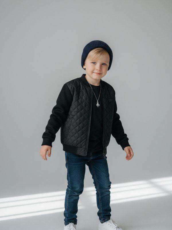 Erkek Çocuk İçi Şardonlu Kapitone Fermuarlı Hırka