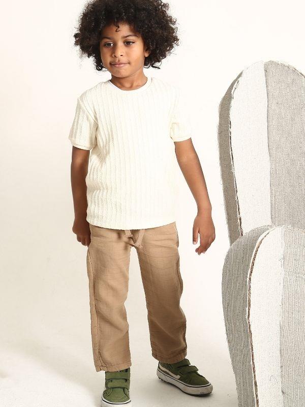 Erkek Çocuk Kalın Dokuma Triko T-shirt