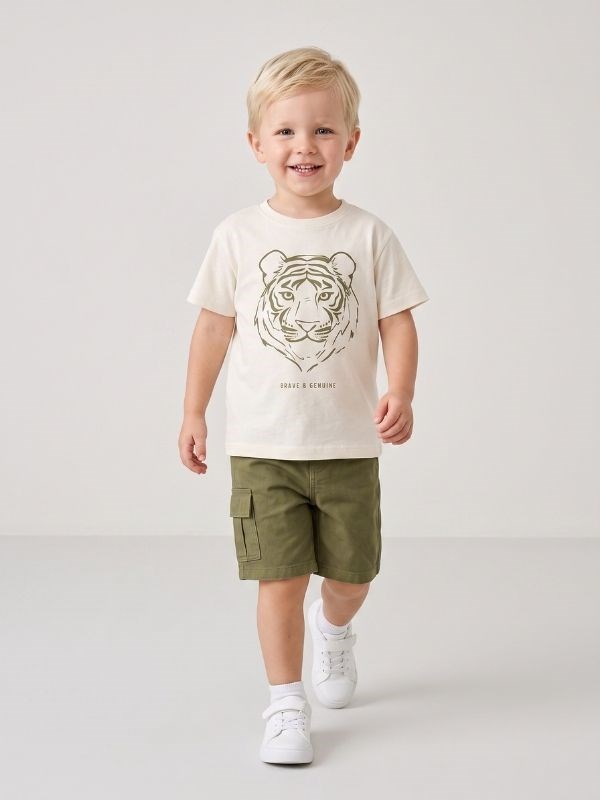 Erkek Çocuk Kaplan Baskılı Tasarım T-shirt