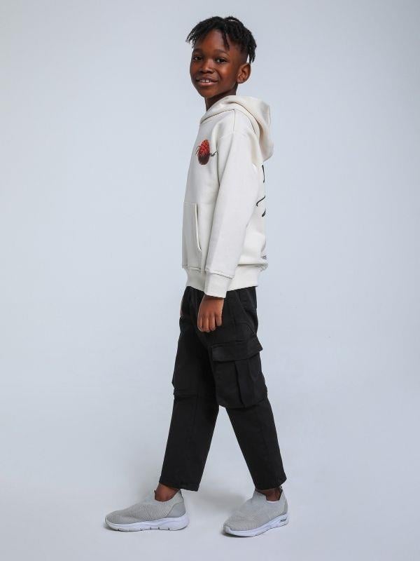 Erkek Çocuk Kapüşonlu Basketbol Baskılı 3 İplik Sweatshirt
