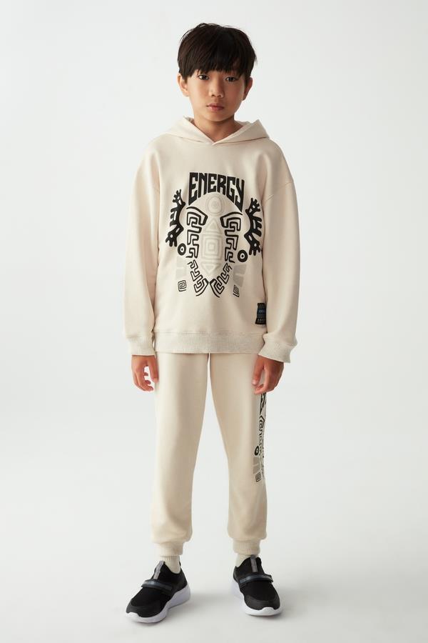 Erkek Çocuk Kapüşonlu Energy Baskılı Sweatshirt