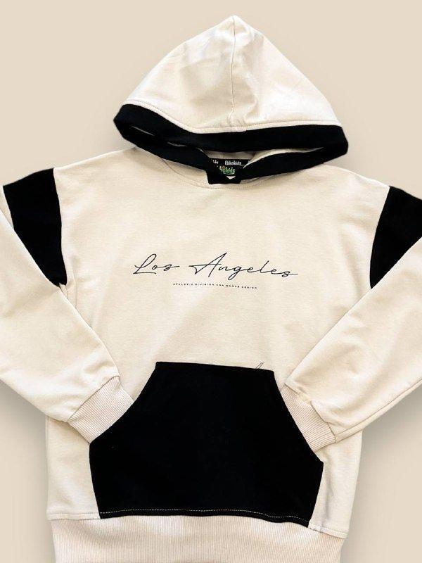 Erkek Çocuk Kapüşonlu Los Angeles Yazılı Pamuklu Sweatshirt