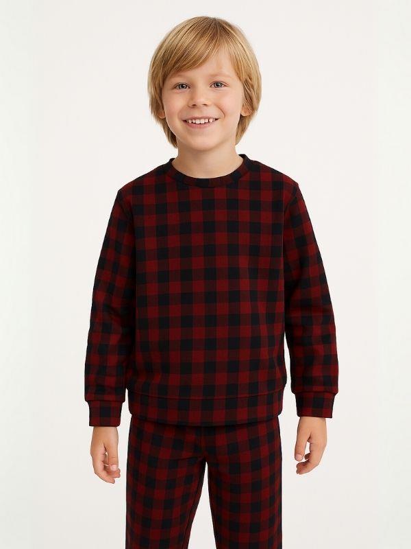 Erkek Çocuk Kareli Yumuşak Dokulu Pijama Takımı
