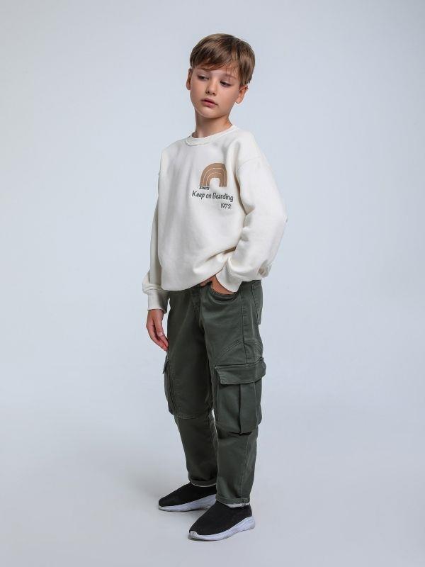 Erkek Çocuk Keep On Yazılı İnce Şardonlu 3 İplik Sweatshirt