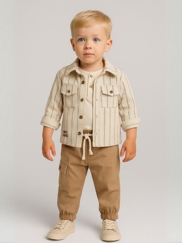 Erkek Çocuk Keten 3'lü Pantolonlu Takım