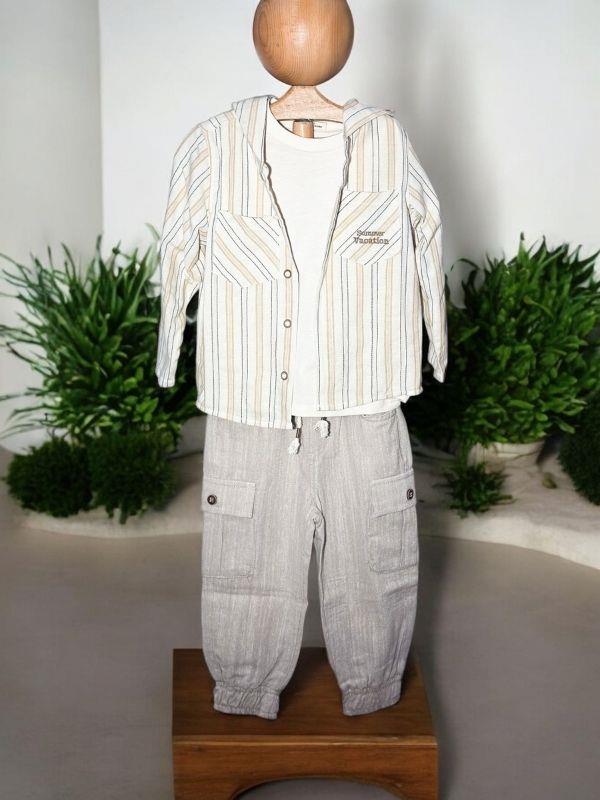 Erkek Çocuk Keten 3lü Pantolonlu Takım