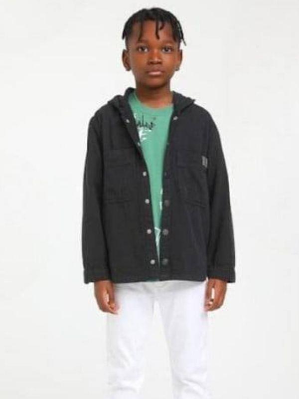 Erkek Çocuk Keten Kapüşonlu Ceket