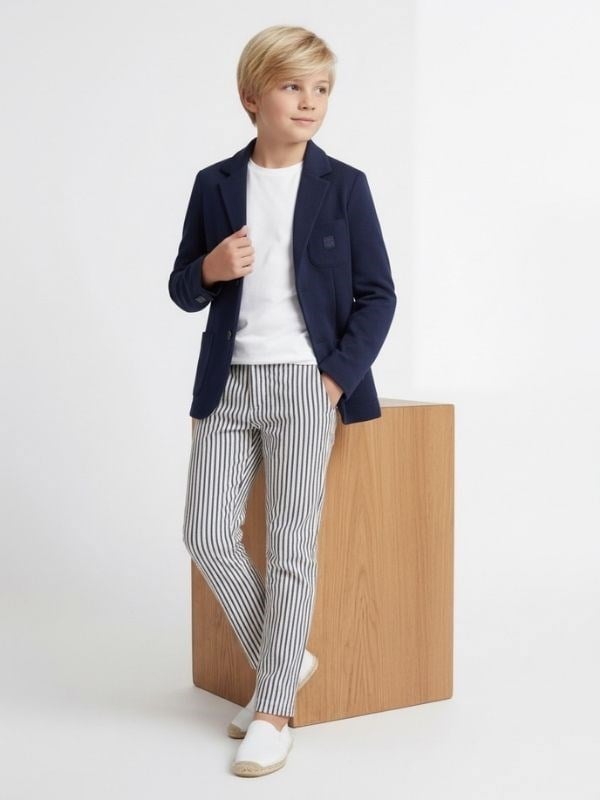 Erkek Çocuk Lacivert Blazer Ceketli Üçlü Takım