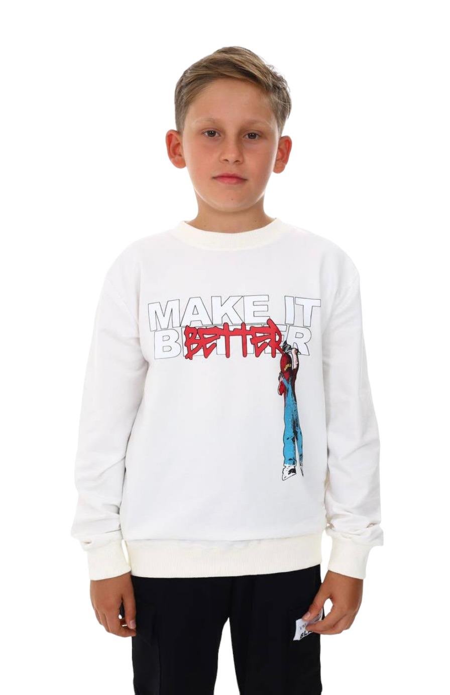 Erkek Çocuk Make It Better Yazılı Sweatshirt
