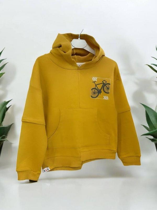 Erkek Çocuk Mevsimlik Pamuklu Kapüşonlu Kanguru Cepli Sweatshirt