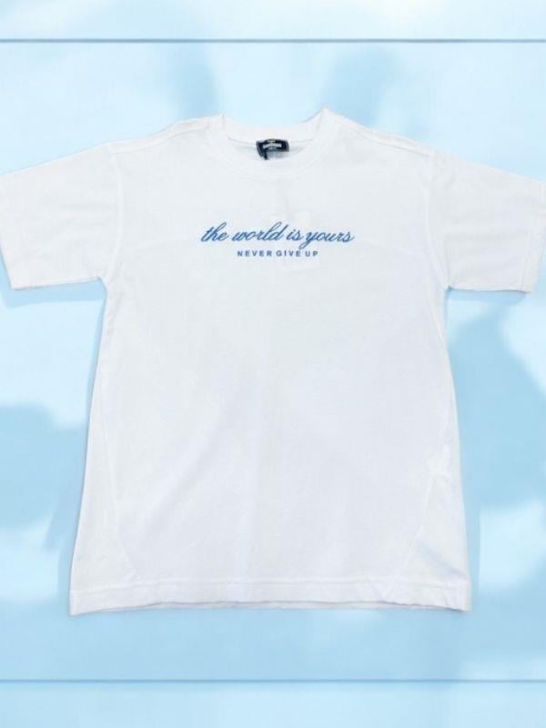 Erkek Çocuk Never Give Up Yazılı Pamuklu Tshirt