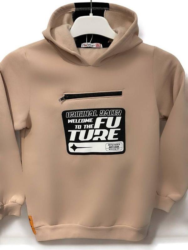Erkek Çocuk Önü Fermuarlı Cep Detaylı İçi Şardonlu Sweatshirt