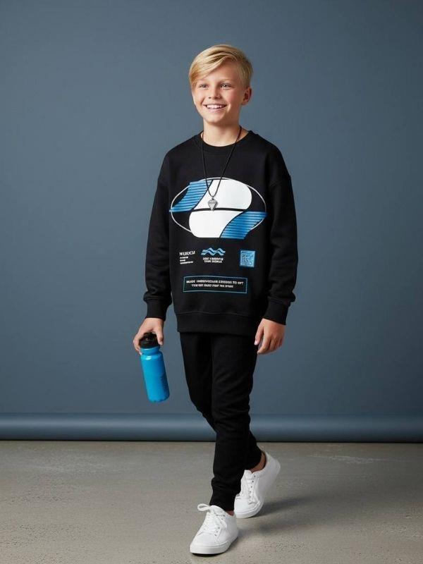 Erkek Çocuk Pamuklu Baskılı Tasarım Sweatshirt