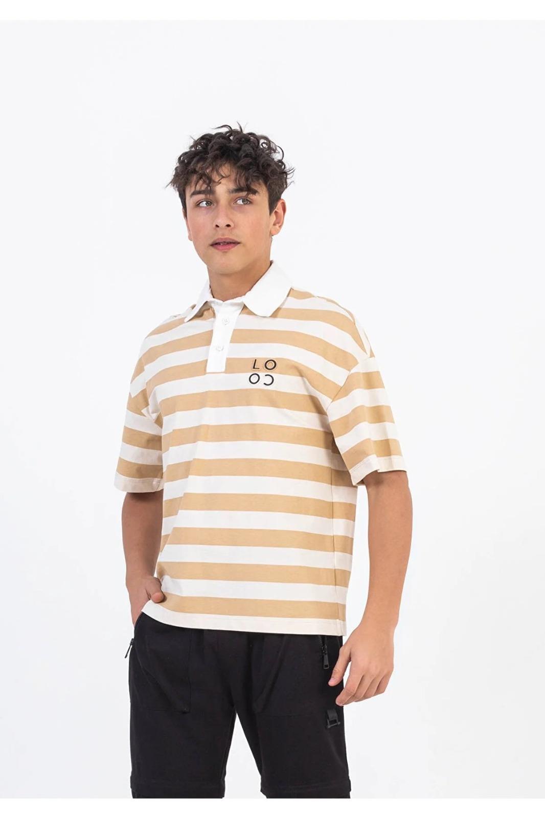 Erkek Çocuk Pamuklu Çizgili Polo Yaka Tshirt