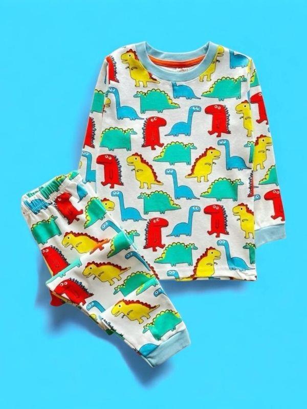 Erkek Çocuk Pamuklu Dinazor Baskılı Pijama