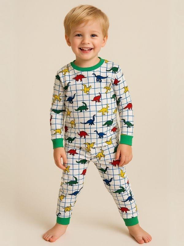 Erkek Çocuk Pamuklu Dinazorlu Pijama Takımı
