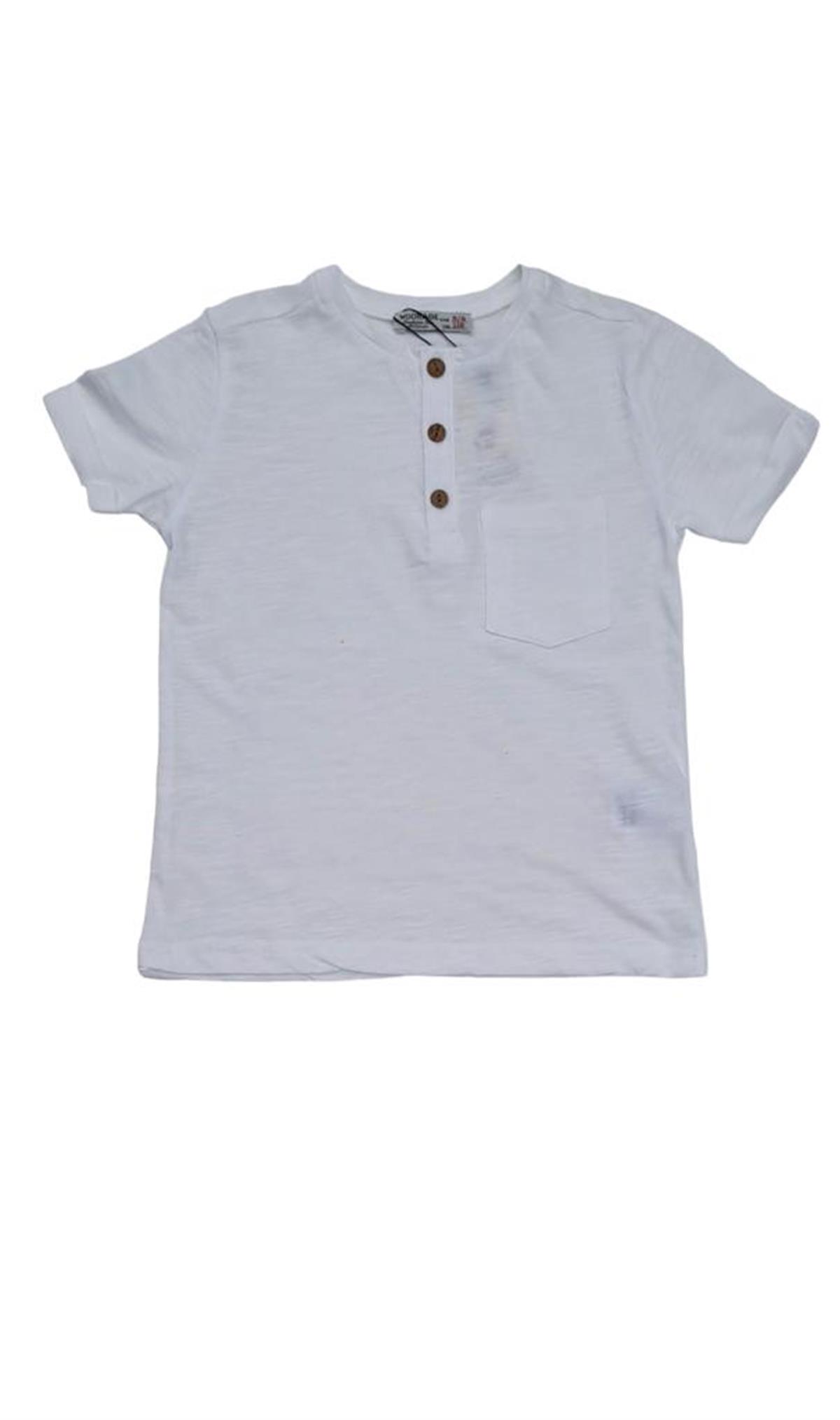 Erkek Çocuk Pamuklu İnce Üç Düğmeli Basic Tshirt