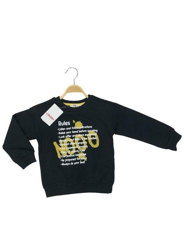 Erkek Çocuk Pamuklu İnce Uzun Kollu Rules Tshirt