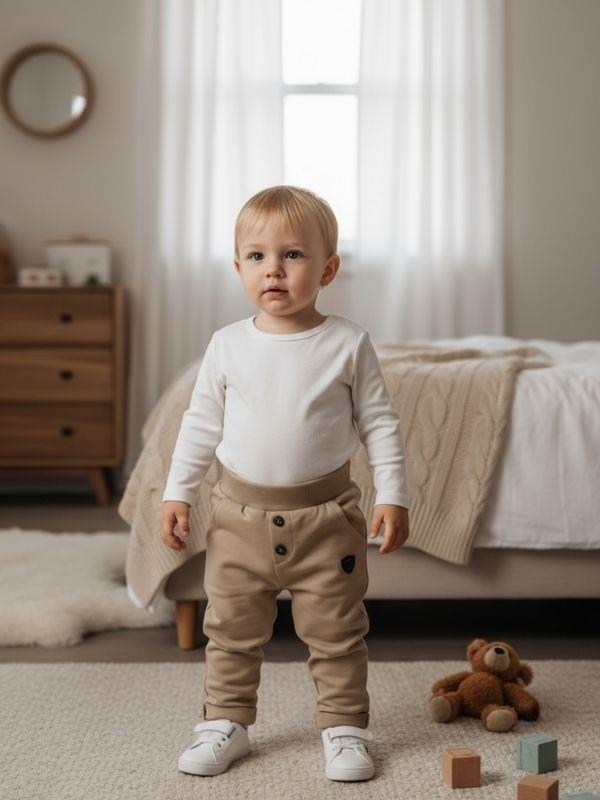 Erkek Çocuk Pamuklu Lastikli  Duble Paça Eşofman Altı