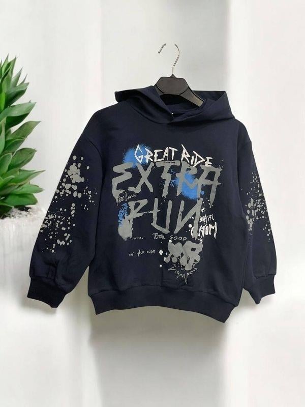 Erkek Çocuk Pamuklu Orta Kalınlıkta Kapüşonlu Sweatshirt