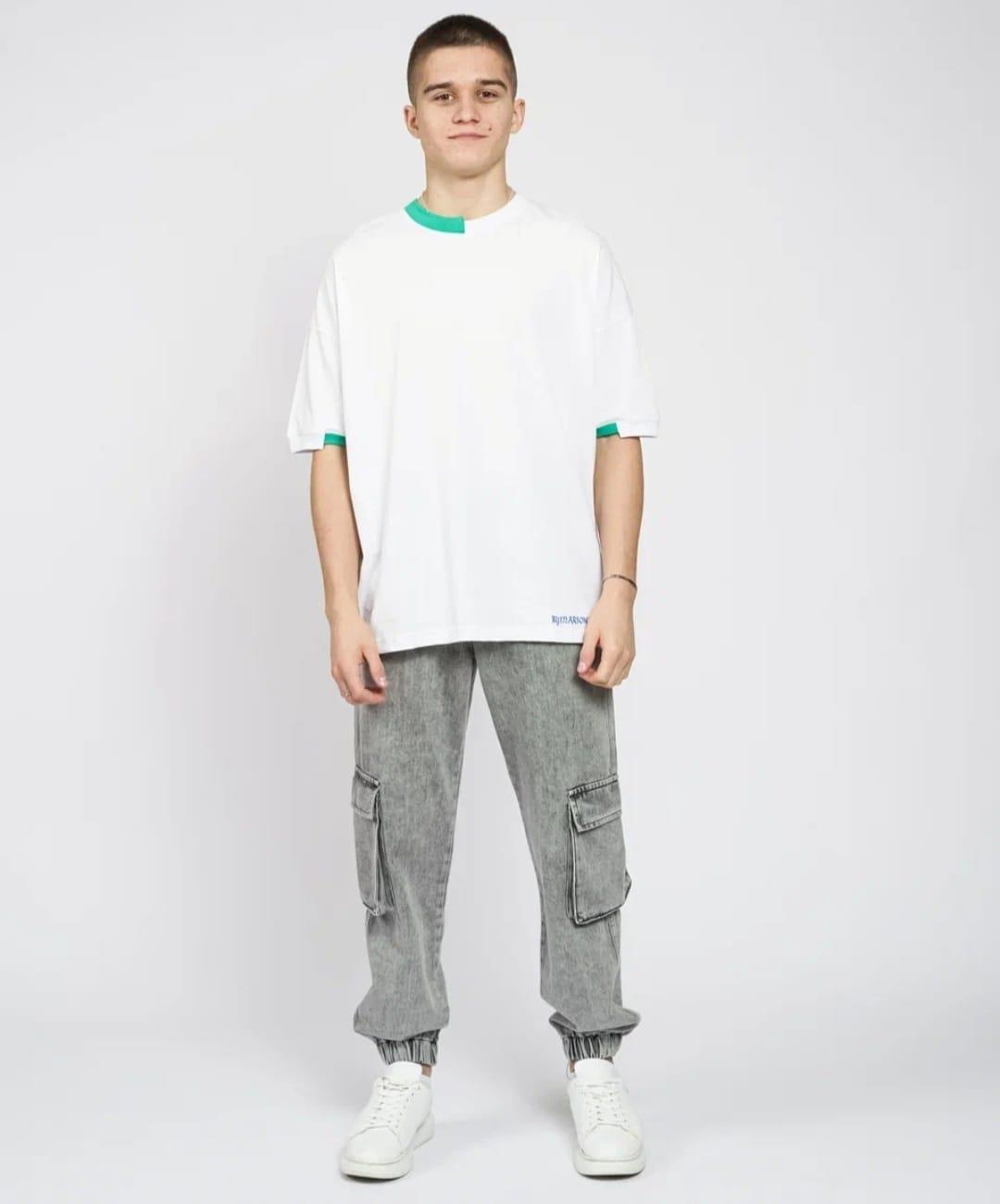Erkek Çocuk Pamuklu Oversize Kesim Sıfır Yaka Yarım Kol Tshirt