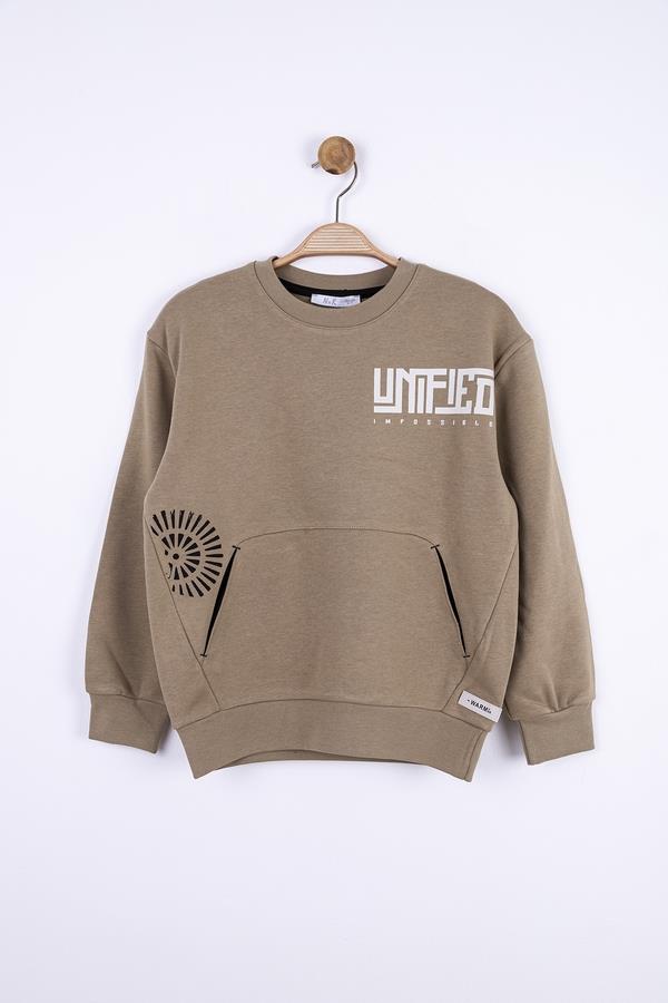 Erkek Çocuk Pamuklu Sırtı Baskılı Sweatshirt