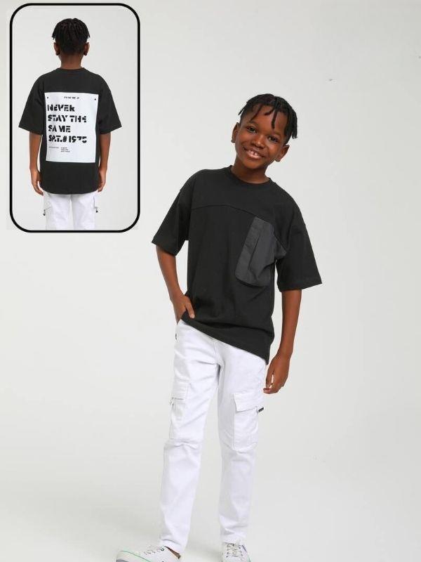 Erkek Çocuk Pamuklu Siyah Tshirt