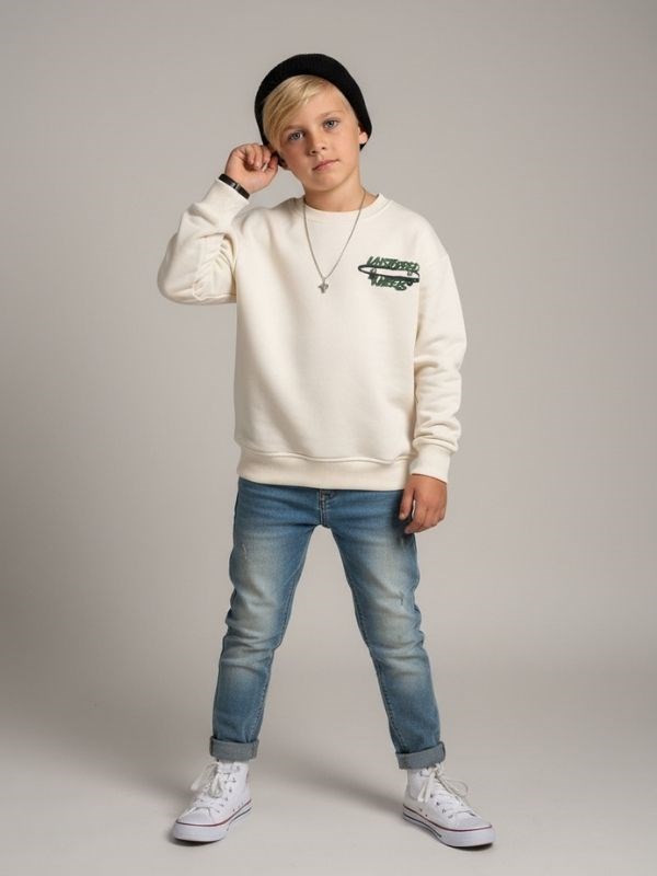Erkek Çocuk Pamuklu Skaters Baskılı Sweatshirt