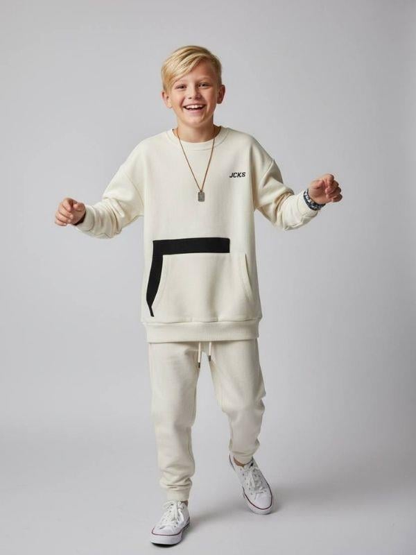 Erkek Çocuk Pamuklu Üç İplik Şardonlu Oversize Sweatshirt